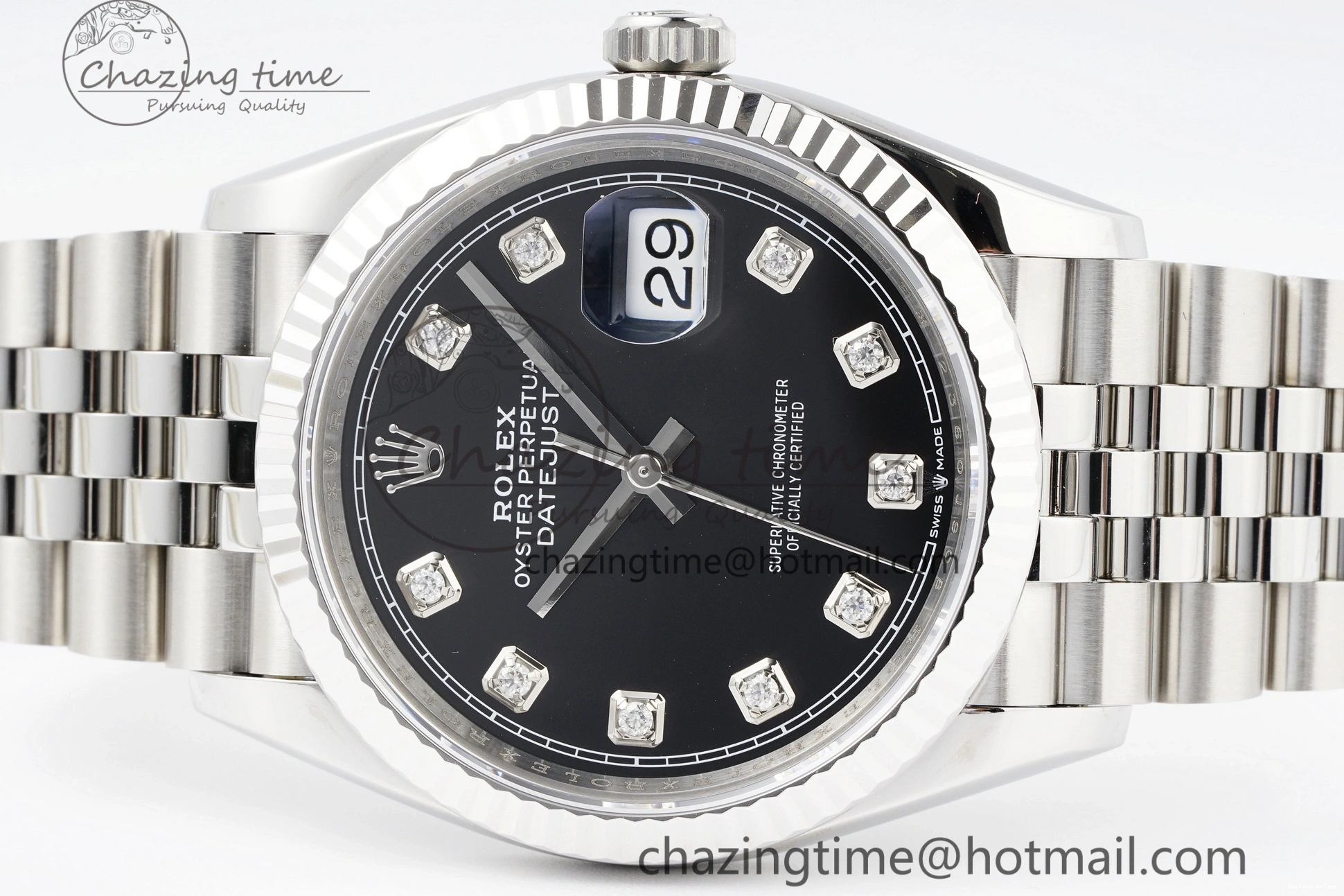 0413 Unique DateJust 36 SS 116234 VSF 1:1 Best Edition 904L Steel Black Diamonds Dial on Jubilee Bracelet VS 2089